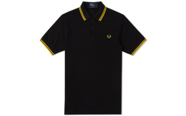 FRED PERRY SLIM FIT TWIN TIPPED POLO - Black & Yellow