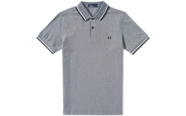 FRED PERRY SLIM FIT TWIN TIPPED POLO - Carbon Oxford, White & Navy