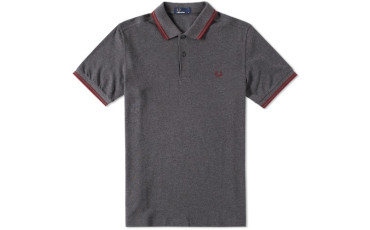 FRED PERRY SLIM FIT TWIN TIPPED POLO - Graphite Marl & Rosewood