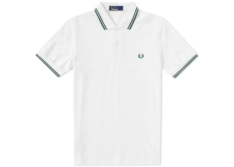 FRED PERRY SLIM FIT TWIN TIPPED POLO - White & Ivy