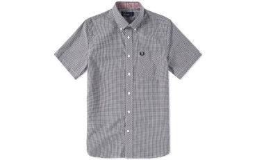 FRED PERRY SHORT SLEEVE GINGHAM SHIRT - Black