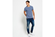Classic Stripe Pocket T-shirt - pearl grey grit/electric blue