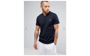 Fred Perry V-Neck Small Logo T-Shirt In Navy