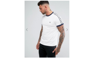 Fred Perry Sports Authentic Slim Fit Taped Sleeve T-shirt White
