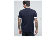 Fred Perry Pique Tipped Grandad T-Shirt in Navy