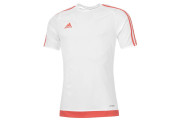 adidas 3 Stripe Estro T Shirt Mens - White/Red