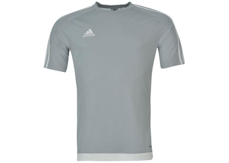 adidas 3 Stripe Estro T Shirt Mens - Light Grey