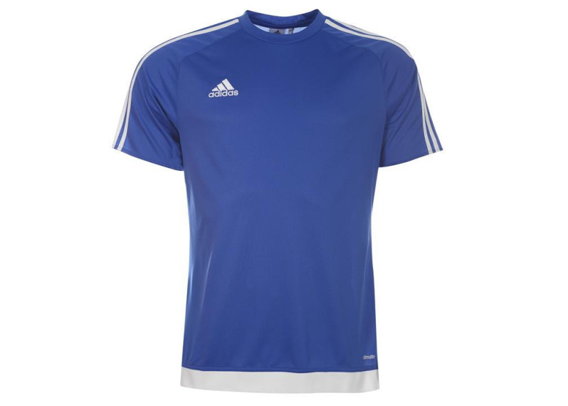 adidas 3 Stripe Estro T Shirt Mens - Bold Blue/White