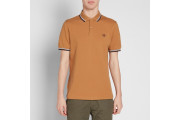 FRED PERRY SLIM FIT TWIN TIPPED POLO - Caramel, Sky & Navy