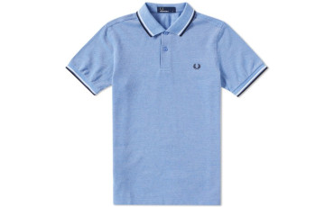 FRED PERRY SLIM FIT TWIN TIPPED POLO - Sky Oxford, White & Navy