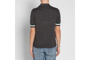 FRED PERRY STRIPE CUFF KNITTED POLO - Charcoal