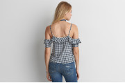 AEO SOFT & SEXY GINGHAM TOP - White