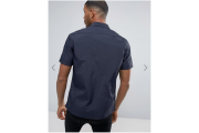 ASOS Regular Fit Shirt With Revere Collar In Technical Fabric In Navy