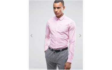 ASOS Smart Stretch Slim Poplin Gingham Check Shirt In Pink