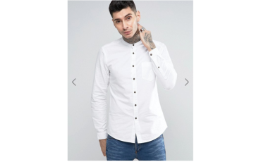 ASOS Regular Fit Casual Oxford Shirt With Grandad Collar In White