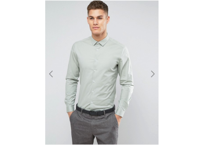 ASOS Slim Shirt With Stretch In Sage