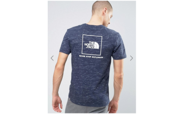 The North Face Red Box T-Shirt Back Logo in Navy Marl