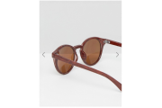 ASOS Round Sunglasses In Wood Effect - Brown