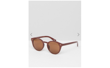 ASOS Round Sunglasses In Wood Effect - Brown