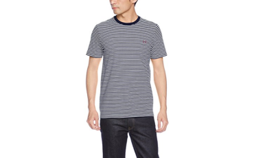 FRED PERRY Fine Stripe T-Shirt - NAVY