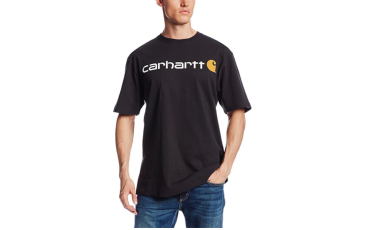 Carhartt Men's Signature Logo Short-Sleeve Midweight Jersey T-Shirt K195 - Black