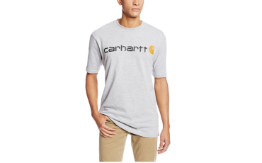 Carhartt Men's Signature Logo Short-Sleeve Midweight Jersey T-Shirt K195 - Heather Gray