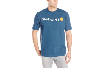 Carhartt Men's Signature Logo Short-Sleeve Midweight Jersey T-Shirt K195 - Stream Blue