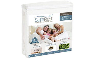 Size SafeRest Premium Hypoallergenic Waterproof Mattress Protector - Vinyl Free - Full/Queen