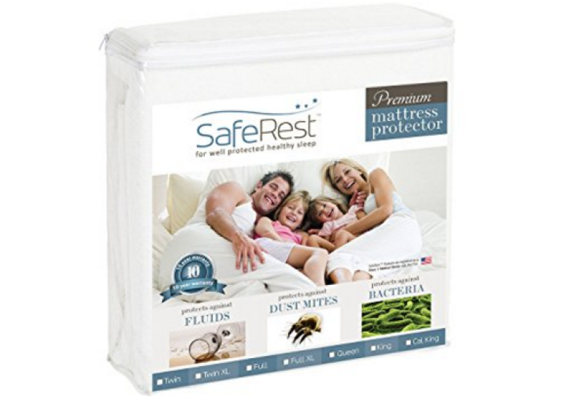 Size SafeRest Premium Hypoallergenic Waterproof Mattress Protector - Vinyl Free - California King